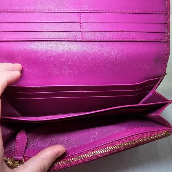 Burberry Patent Leather Heritage Grain Penrose Continental Wallet Pink - Picture 11 of 16